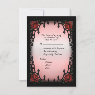 Gothic Design RSVP mit Auswahl des Hauptgerichts Karte