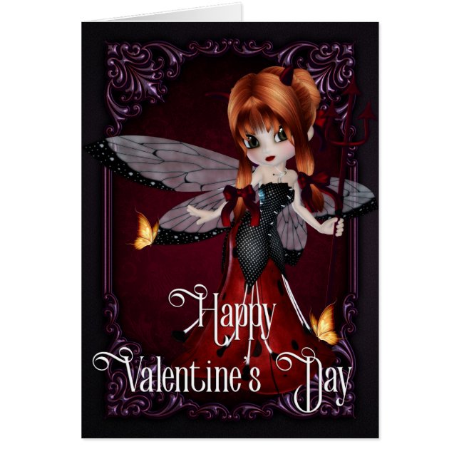 Gothic Devil Ladybug Happy Valentine's Day Card (Vorne)