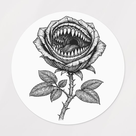 Gothic Devil Rose Sticker – Dark Horror Floral (Design 1)
