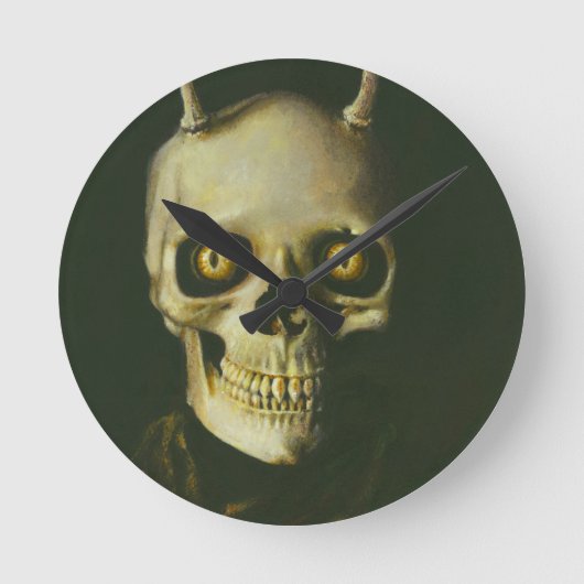 Gothic Devil Skull Clock Runde Wanduhr (Vorderseite)
