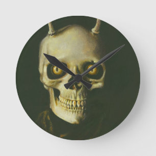 Gothic Devil Skull Clock Runde Wanduhr