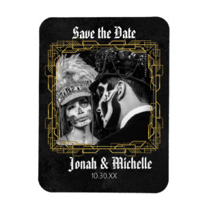 Gothic Dia De Los Muertos Save the Date Magnet