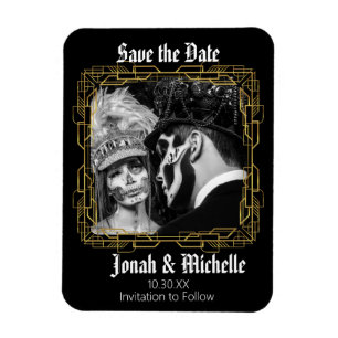 Gothic Dia De Los Muertos Save the Date Magnet