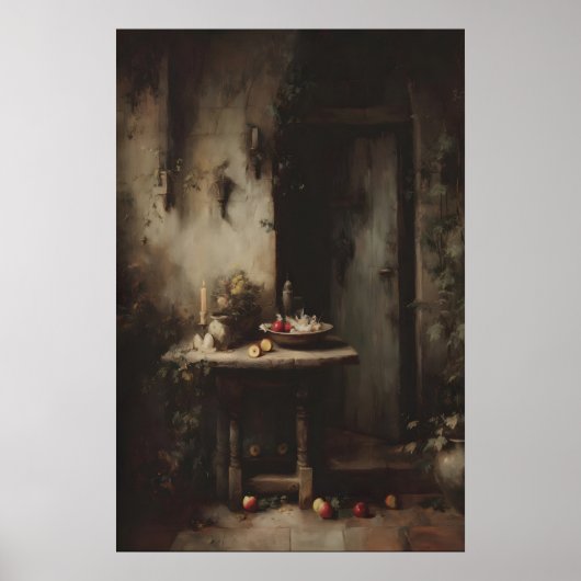 Gothic Dining Room Wall Art, Candlelit Kitchen Poster (Vorne)