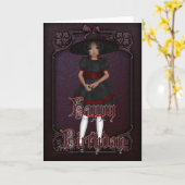 Gothic Doll Design 1 Happy Birthday Card Karte (Gelbe Blume)