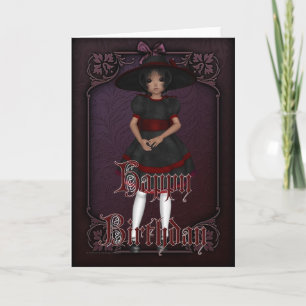 Gothic Doll Design 1 Happy Birthday Card Karte