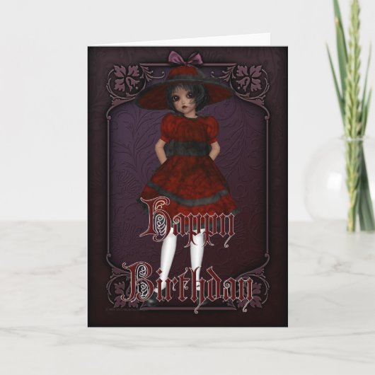 Gothic Doll Design 4 Happy Birthday Card Karte (Vorderseite)