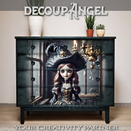 Gothic Doll im Spuk Haus - Decoupage - Seidenpapier
