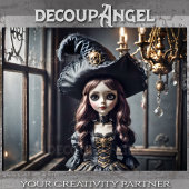 Gothic Doll im Spuk Haus - Decoupage - Seidenpapier