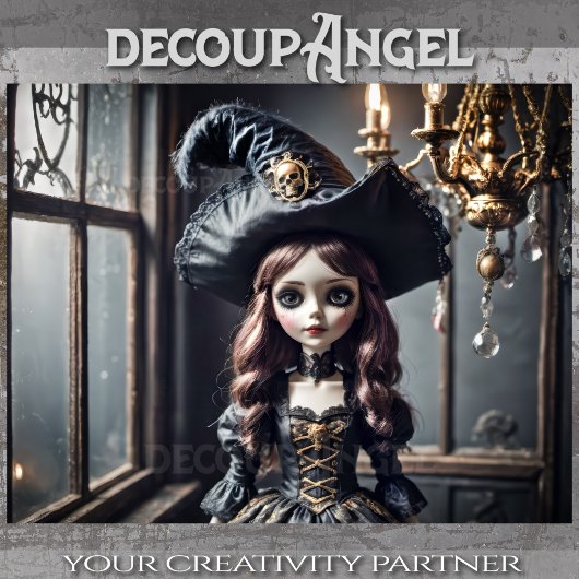 Gothic Doll im Spuk Haus - Decoupage - Seidenpapier