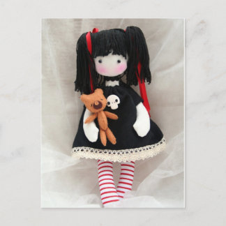 Gothic Doll mit Teddy Bear individuell anpassbare  Postkarte