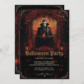 Gothic Dracula Halloween-Party Einladung (Vorne/Hinten)