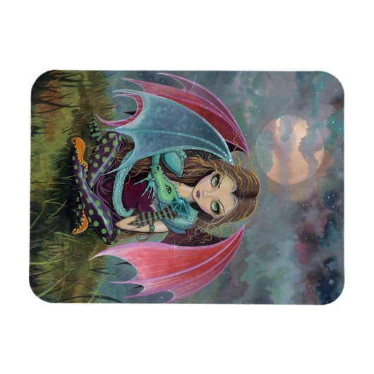Gothic Dragon and Fairy Fantasy Art Magnet (Horizontal)