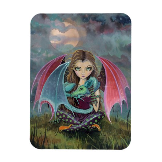 Gothic Dragon and Fairy Fantasy Art Magnet (Vertikal)