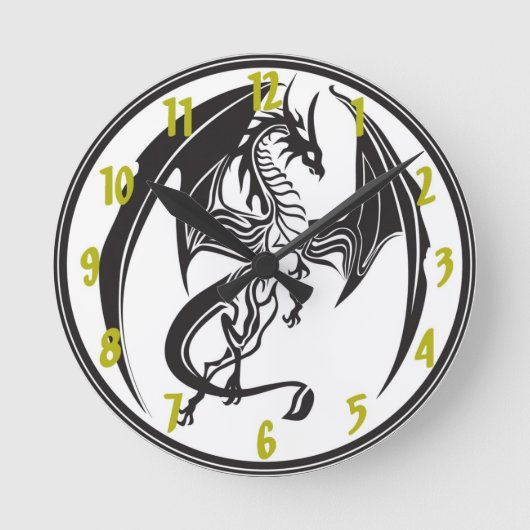 Gothic Dragon Clock Runde Wanduhr (Vorderseite)
