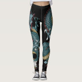 Gothic Dragon Tattoo on Black Leggings (Vorderseite)