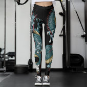 Gothic Dragon Tattoo on Black Leggings