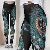 Gothic Dragon Tattoo on Black Leggings