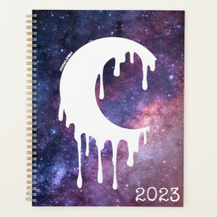 Gothic Dripping Moon White Silhouette Galaxy Planer