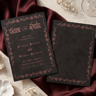 Gothic Düstere Dunkle Rose Altes Geld Save the Dat Einladung