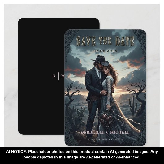 Gothic Düsterer Western-Cowboy-Hochzeit Termin vor Save The Date