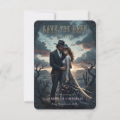 Gothic Düsterer Western-Cowboy-Hochzeit Termin vor Save The Date (Vorderseite)