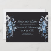Gothic Dusty Blue Floral Spider Web Handfasts Save The Date (Vorderseite)