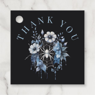 Gothic Dusty Blue Floral Spiderweb Vielen Dank Geschenkanhänger