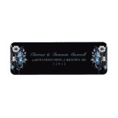 Gothic Dusty Blue Floral Spinnennetz Rücksendeadre (Vorne)