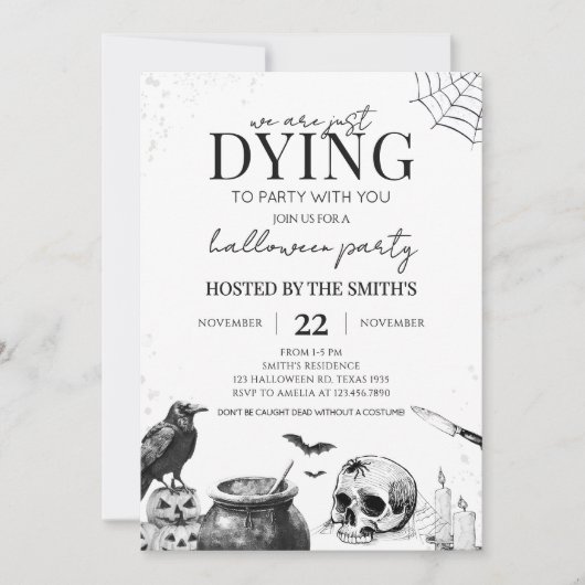 Gothic Dying to Party Halloween Einladung (Vorderseite)