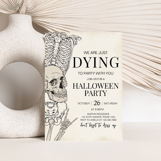 Gothic Dying to Party Skeleton Halloween-Party Einladung