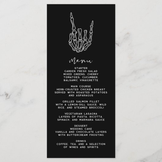 Gothic Edgy Wedding Dinner Menu Menükarte (Vorderseite)