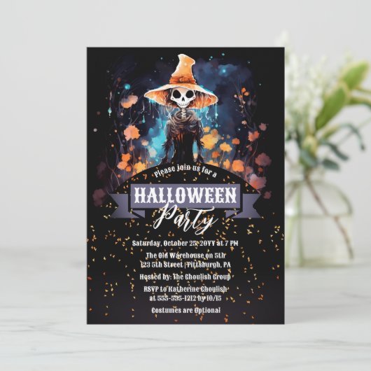 Gothic Eerie Fee | Hexenhut-Halloween-Party Einladung (Stehend Vorderseite)