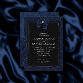 Gothic Elegance | Cobalt Blue Bow Wedding Einladung