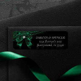 Gothic Elegance | Dark Emerald Green Bow Address