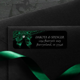 Gothic Elegance | Dark Emerald Green Bow Address
