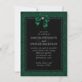 Gothic Elegance | Green Moody Emerald Bow Wedding Einladung (Vorderseite)
