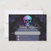 Gothic Elegance Lila Boho Skull Floral Wedding RSVP Karte (Vorderseite)