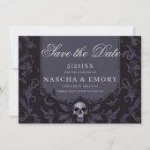 Gothic Elegance Lila Boho Skull Save the Date (Vorderseite)