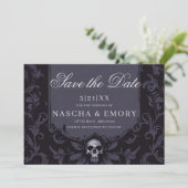 Gothic Elegance Lila Boho Skull Save the Date (Stehend Vorderseite)