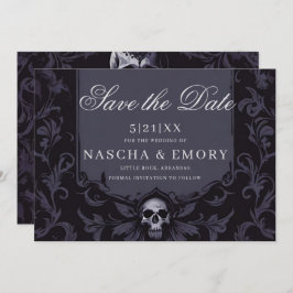 Gothic Elegance Lila Boho Skull Save the Date