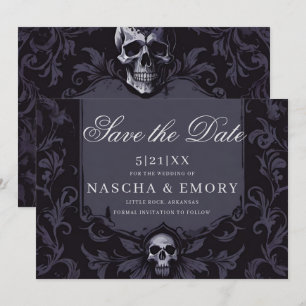 Gothic Elegance Lila Boho Skull Save the Date