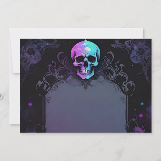 Gothic Elegance Lila Boho Skull Save the Date (Rückseite)