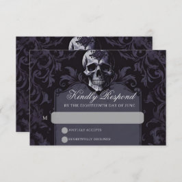 Gothic Elegance Lila Boho Skull Wedding RSVP Karte