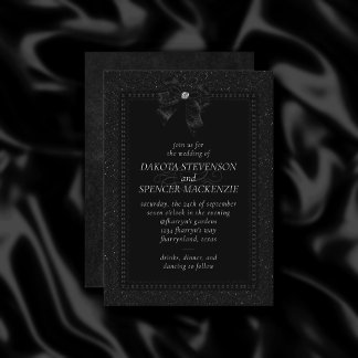 Gothic Elegance | Onyx Black Bow Moody Wedding Einladung