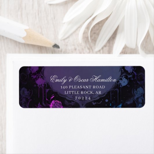 Gothic Elegance Purple Boho Rose Return Address (Insitu)