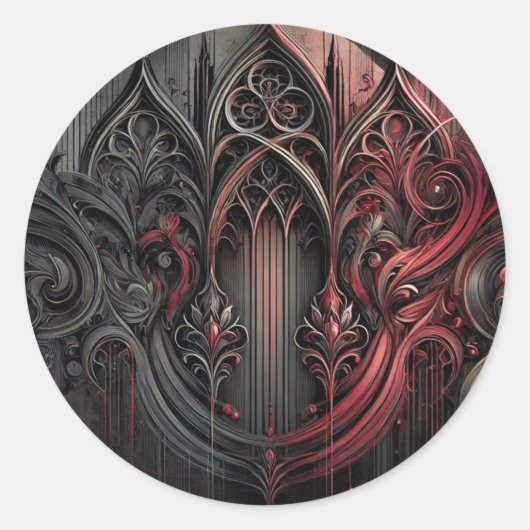 Gothic Elegance Round Sticker (Vorderseite)