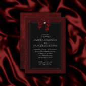 Gothic Elegance | Ruby Red Dark Moody Bow Wedding Einladung