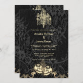 Gothic Elegance Skeleton Halloween Hochzeit Einladung (Vorne/Hinten)