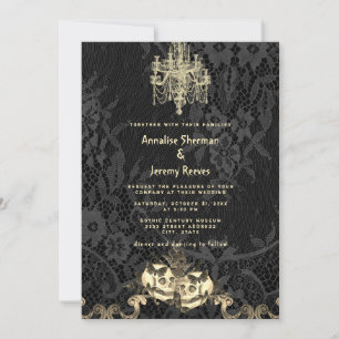 Gothic Elegance Skeleton Halloween Hochzeit Einladung